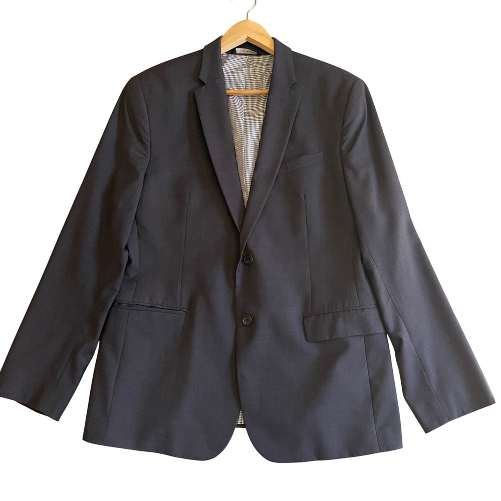 Banana Republic Blazer Mens Wool 42R Navy Blue Modern Slim Fit Italian Fabric - Picture 2 of 12